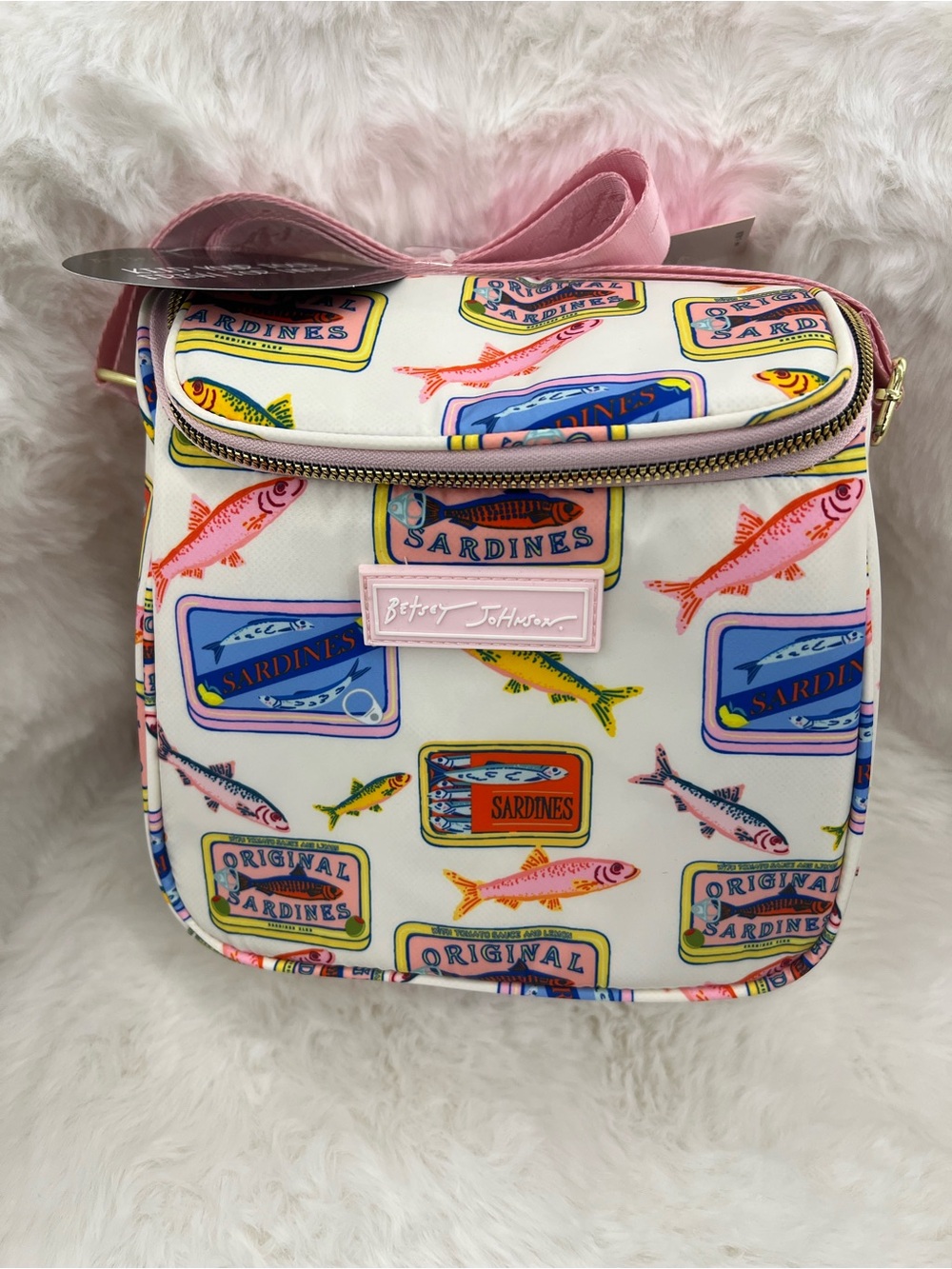 Betsey Johnson Pink Sardines Insulated Lunch Tote